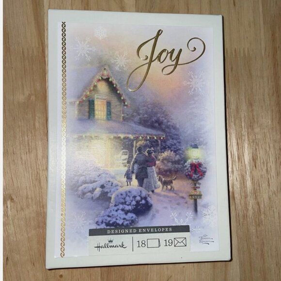 Vintage Hallmark Christmas Cards  12 / Designed Envelopes Joy Thomas Kincaid - Picture 1 of 8